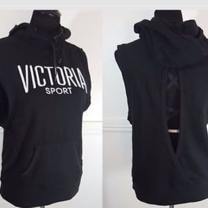 Black sleeveless hoodie Victoria sport